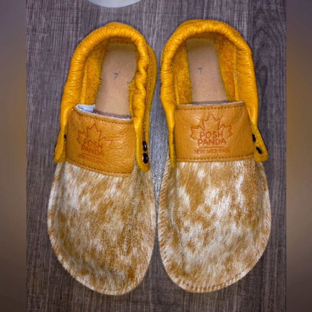 Posh Panda Herr Wild Rags Hair On Hide Hampton Style Moccasins Size 7.